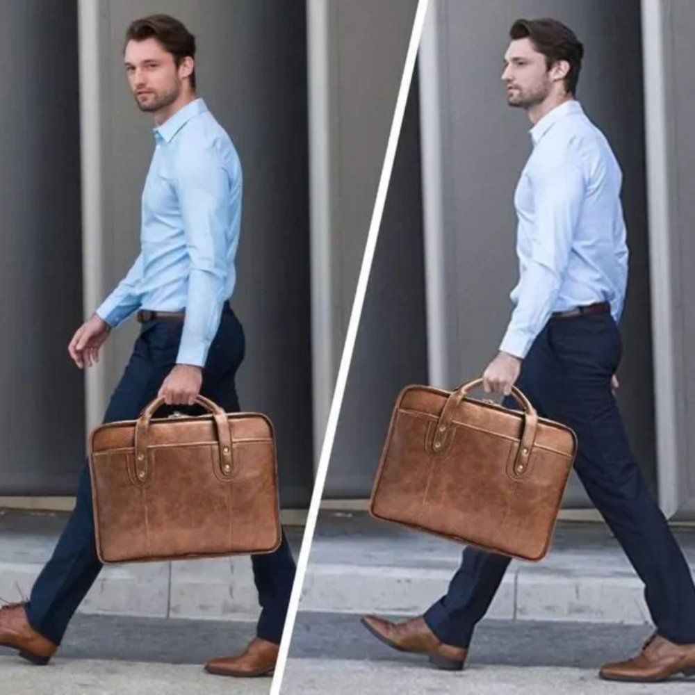 NEW Bosi Leather Briefcases 15.6 Inch - Picture 9 of 11